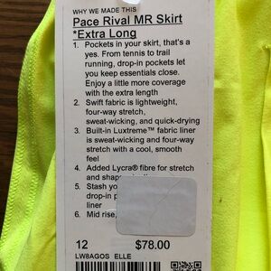 Lululemon Pace Rival MR Skirt *Extra Long